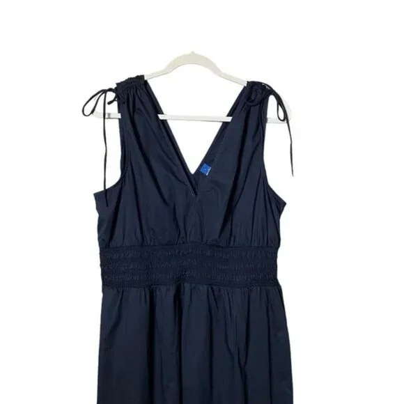 Old Navy Fit & Flare Sleeveless Tie-Shoulder Smocked Maxi Dress Size L New Black - Picture 6 of 13